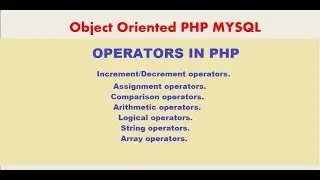 PHP MYSQLi TUTORIAL 7 Operators