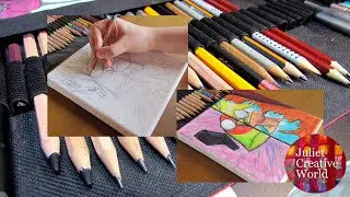 HISTORY REPEATS. Pencil and markers drawing of two characters in steps.