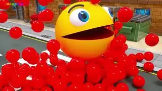 Pacman Transformed to a Duck as he on River and Found Big M&M Treasure with Animals Friends