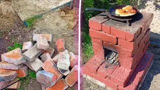 Печь на дачу из старого кирпича в деле