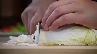 Chinese cabbage, cutting slice, vegetable, no copyright video..