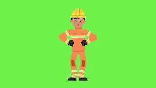 Animated Angry Firefighter Copyright Free Green Screen/Chroma Key