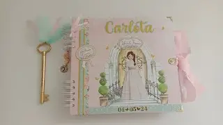 Libro de firmas / álbum de fotos, hucha y nombre para Carlota