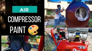 RMC machine painting || Air compressor paint || Mini batching machine || Gun spray || 2021 hindi ||