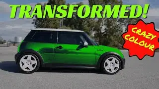 Transforming the Mini Cooper S with a Psychadelic Wrap and Blacked Out Highlights