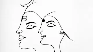 Shiv Parvati drawing easy| Mahadev drawing | Parvati drawing | abstract god drawing #easydrawing