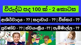 විරුද්ධ පද 100 ක් - 2 කොටස - virudda pada - wirudda pada- සිංහල පාඩම