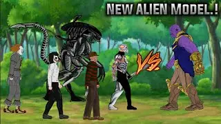 Thanos vs Uber Jason X, New Alien, Jeff the killer, IT Pennywise, Freddy Krueger | Drawing Cartoon 2