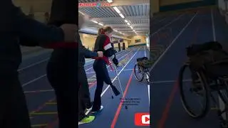 Amputee lady crutches user | learning mobility 