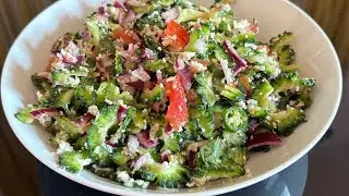 Good for Diabetes Raw Bitter Gourd salad Pavakkai sambal no 🔥பாகற்காய் சம்பல்