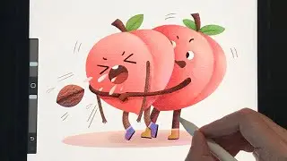 创意插画 桃子 海姆立克急救派上用场