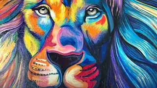 Lion face Painting tutorial | Easy with Acrylic & Spray Paint