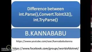 Difference between int.Parse(),Convert.ToInt32(),int.TryParse()