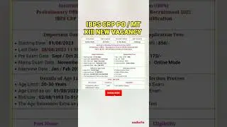 IBPS CRP PO / MT XIII NEW VACANCY #shotrs #govtjobs