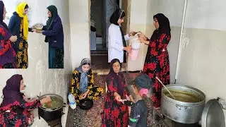 Making local soup and selling it for expenses in the absence of the nomadic worker's husband