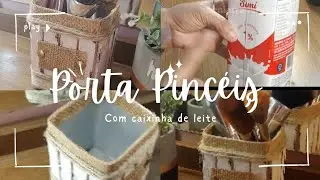 Porta pincel reciclado de caixa de leite