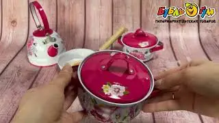 Набор посудыThe little cook расписной чайник кастрюли и сковородка