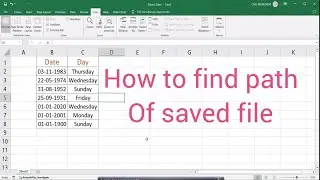 How To Find Current Location Of Saved Excel File |Where Is The Document Location In Excel