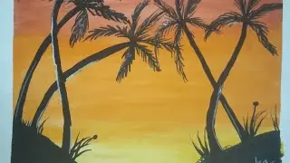 easy sunset painting 🖌️🎨🎨🎨🎨🖌️