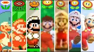 Evolution of Fire Flower Power Ups in Super Mario Games (1985-2026)