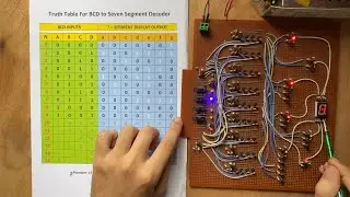 BCD to Seven Segment Decoder Circuit Using Only BC547 Transistors And 1K Resistors.