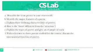 Sample Trial Questions for Techniques of Poetry
