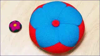 Tunisian crochet round pillow. Part 1.