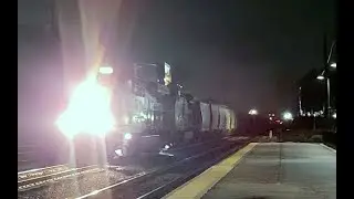 WB Metra & Unit Covered Hopper Train @ Route 59 Station