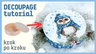 Box with winter owl [decoupage tutorial + subtitles]