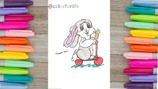 How to Draw schnuffel bunny with scooter #how to draw