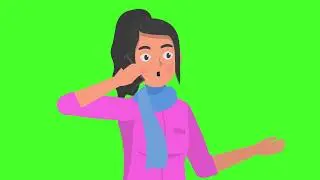 2D Cartoon Girl Talking Over Phone Animated Green Screen 
