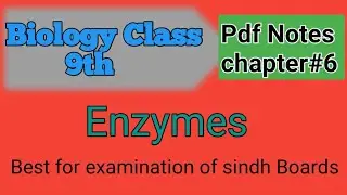 Biology class 9/Enzymes /chapter 6/pdf Notes/best for examination /sindh text book