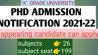 phd admission notification 2021-22