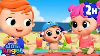 Summer Swim Song | Little Angel | 🚌Wheels on the BUS Songs! | 🚌Nursery Rhymes for Kids