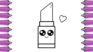 How to draw a cute lipstick step by step