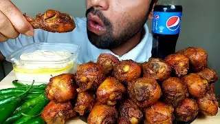 EATING SPICY CHICKEN LEG FRY || Hummus With Green Chilli#hungrypiran
