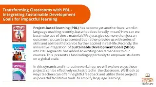 Amir Hamidi - Transforming classrooms with PBL: integrating SDGs for impactful learning
