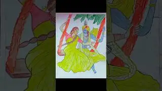 Radha Krishna Painting 🙏 Krishna beautiful Shri 🥰#trendingshorts