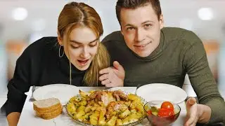 🍗 ЦЫПЛЕНОК Запечённый в Духовке с Картошкой🥔 МУКБАНГ асмр итинг еда курица @kushat_prosto