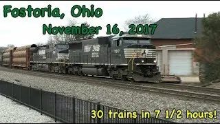 30 trains in 7 1/2 hours - Fostoria, Ohio - Nov. 16 2017 - Jon B. Rails Video