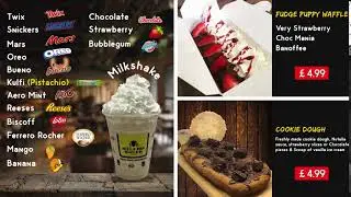 Digital display- Desserts and MilkShake Menu