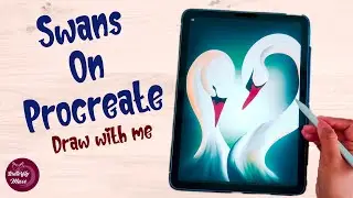 Lovely Swans created on iPad Procreate | Step-by-Step Process Video | Digital Art 💖🦢