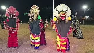 Aksi jaranan barong bersatu di alun alun Sinunukan