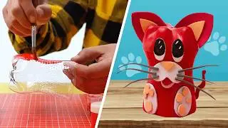 Convierte botellas en animales asombrosos 🐶🐭🐱