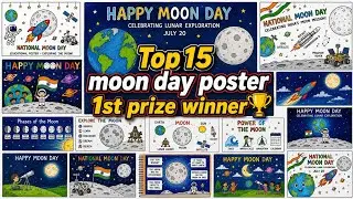 Top 15 Easy International Moon Day Poster Ideas 🌙 | Moon Day Drawing Ideas for School Competition |