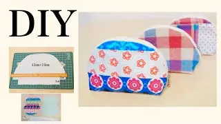 How to make a half-circle zipper pouch.DIY.Sewing tutorial.