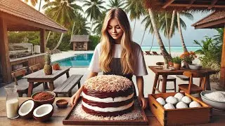 ТОРТ для любителей шоколадного бисквита и кокосового крема. 🏝️