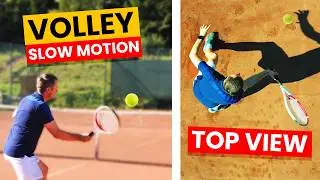 Tennis Volley Technique In Slow Motion - Top Down / Drone View