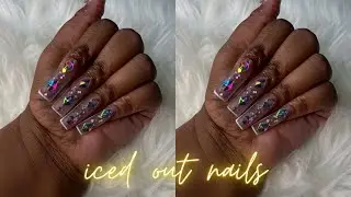 Full bling nail set ft clear acrylic| birthday set #nailart