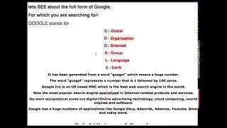 What is the full form of GOOGLE?